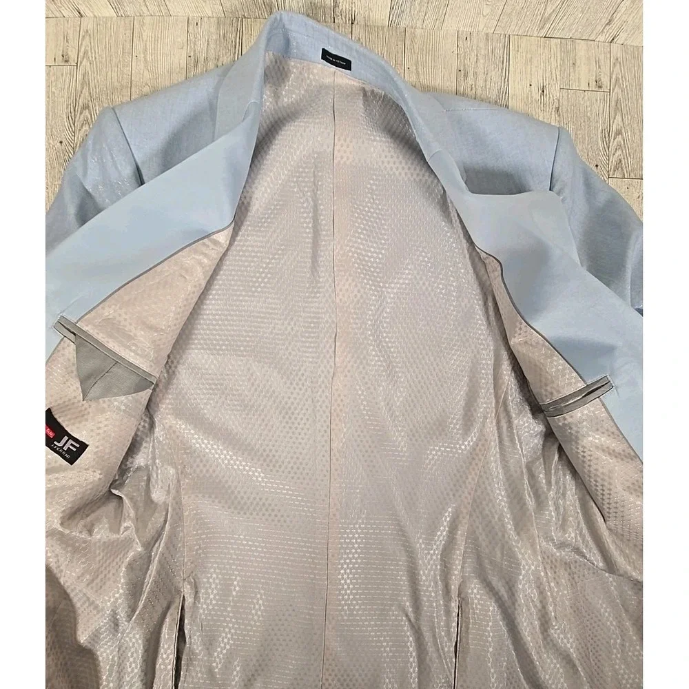J Ferrar Suit Jacket 38 Regular Slim Fit Blue Wrinkle Recovery Stretch Shimmer